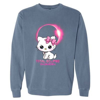 Total Solar Eclipse April 8 2024 Cat Boy Girl Funny Garment-Dyed Sweatshirt