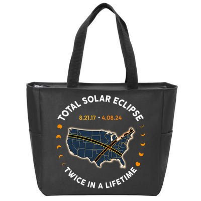Total Solar Eclipse 2024 Twice In A Lifetime Zip Tote Bag