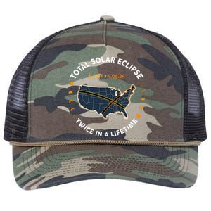 Total Solar Eclipse 2024 Twice In A Lifetime Retro Rope Trucker Hat Cap