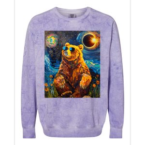 Total Solar Eclipse Grizzly Bear Colorblast Crewneck Sweatshirt