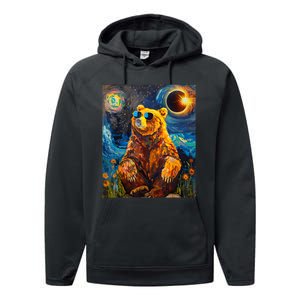 Total Solar Eclipse Grizzly Bear Performance Fleece Hoodie