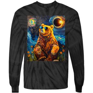 Total Solar Eclipse Grizzly Bear Tie-Dye Long Sleeve Shirt