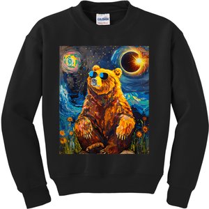 Total Solar Eclipse Grizzly Bear Kids Sweatshirt