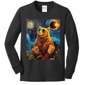 Total Solar Eclipse Grizzly Bear Kids Long Sleeve Shirt