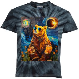 Total Solar Eclipse Grizzly Bear Kids Tie-Dye T-Shirt