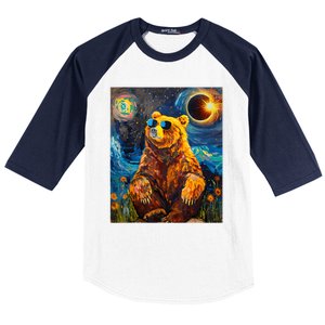 Total Solar Eclipse Grizzly Bear Baseball Sleeve Shirt