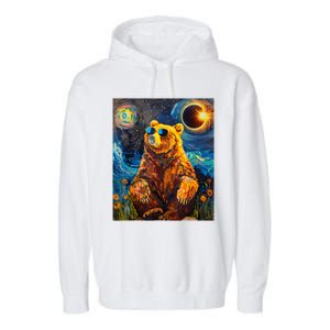 Total Solar Eclipse Grizzly Bear Garment-Dyed Fleece Hoodie