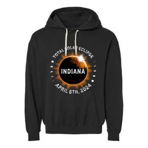 Total Solar Eclipse Path Of Totality April 8th 2024 Indiana Garment-Dyed Fleece Hoodie