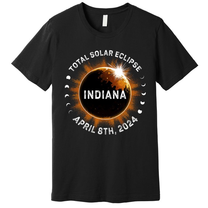 Total Solar Eclipse Path Of Totality April 8th 2024 Indiana Premium T-Shirt