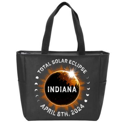 Total Solar Eclipse Path Of Totality April 8th 2024 Indiana Zip Tote Bag