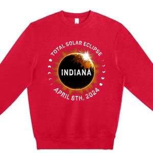 Total Solar Eclipse Path Of Totality April 8th 2024 Indiana Premium Crewneck Sweatshirt