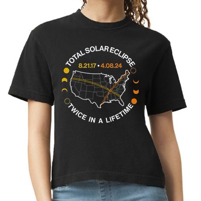 Total Solar Eclipse Twice In A Lifetime Aug 21 2017 April 08 2024 Comfort Colors Boxy T-Shirt