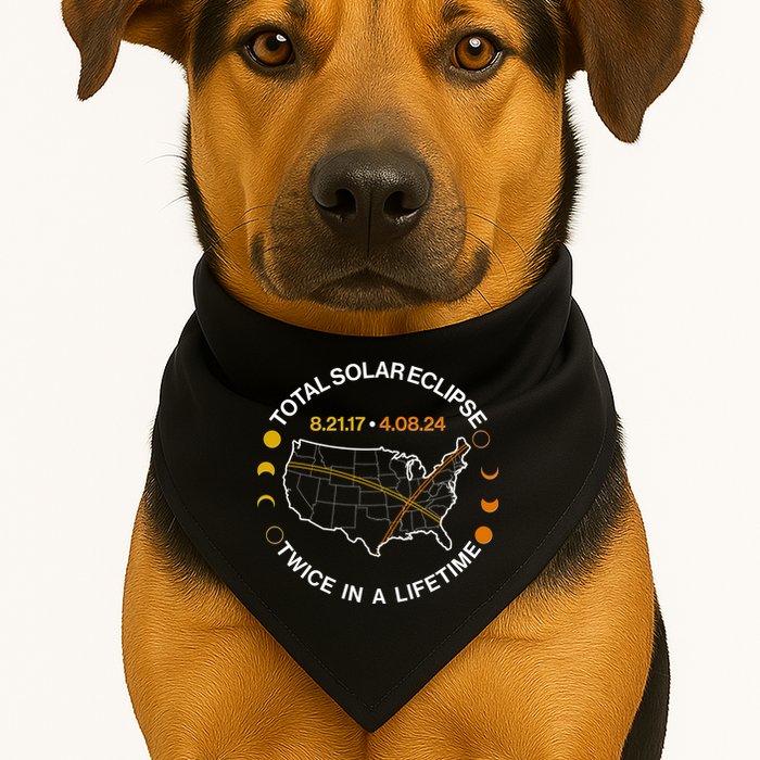 Total Solar Eclipse Twice In A Lifetime Aug 21 2017 April 08 2024 USA-Made Doggie Bandana