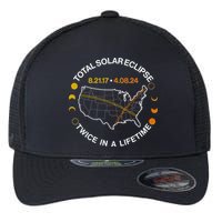 Total Solar Eclipse Twice In A Lifetime Aug 21 2017 April 08 2024 Flexfit Unipanel Trucker Cap