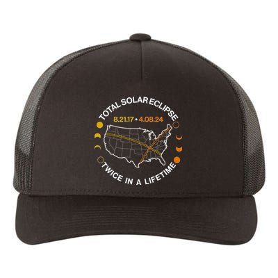 Total Solar Eclipse Twice In A Lifetime Aug 21 2017 April 08 2024 Yupoong Adult 5-Panel Trucker Hat
