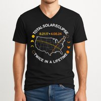 Total Solar Eclipse Twice In A Lifetime Aug 21 2017 April 08 2024 V-Neck T-Shirt
