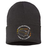 Total Solar Eclipse Twice In A Lifetime Aug 21 2017 April 08 2024 Sustainable Knit Beanie