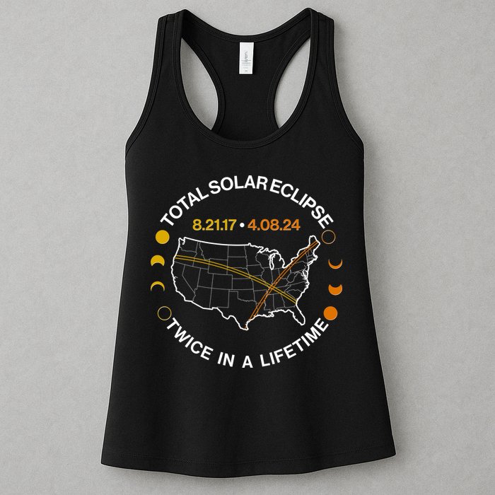 Total Solar Eclipse Twice In A Lifetime Aug 21 2017 April 08 2024 Womens Tank Top