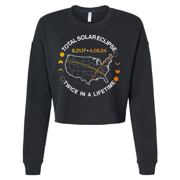 Total Solar Eclipse Twice In A Lifetime Aug 21 2017 April 08 2024 Cropped Pullover Crew