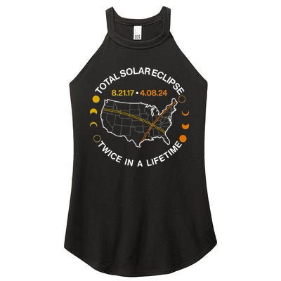 Total Solar Eclipse Twice In A Lifetime Aug 21 2017 April 08 2024 Women's Perfect Tri Rocker Tank
