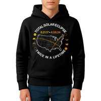 Total Solar Eclipse Twice In A Lifetime Aug 21 2017 April 08 2024 Kids Hoodie