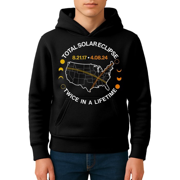 Total Solar Eclipse Twice In A Lifetime Aug 21 2017 April 08 2024 Kids Hoodie