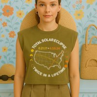 Total Solar Eclipse Twice In A Lifetime Aug 21 2017 April 08 2024 Garment-Dyed Women's Muscle Tee