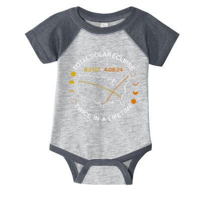 Total Solar Eclipse Twice In A Lifetime Aug 21 2017 April 08 2024 Infant Baby Jersey Bodysuit