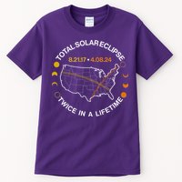 Total Solar Eclipse Twice In A Lifetime Aug 21 2017 April 08 2024 Tall T-Shirt