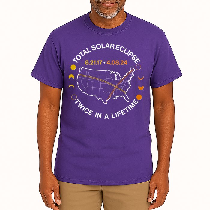 Total Solar Eclipse Twice In A Lifetime Aug 21 2017 April 08 2024 Tall T-Shirt