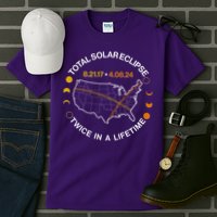 Total Solar Eclipse Twice In A Lifetime Aug 21 2017 April 08 2024 Tall T-Shirt