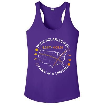 Total Solar Eclipse Twice In A Lifetime Aug 21 2017 April 08 2024 Ladies PosiCharge Competitor Racerback Tank
