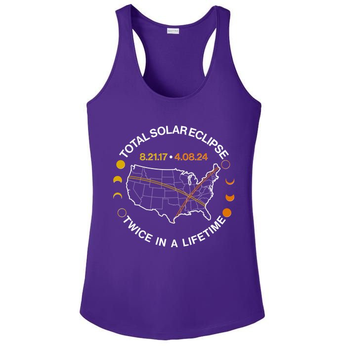Total Solar Eclipse Twice In A Lifetime Aug 21 2017 April 08 2024 Ladies PosiCharge Competitor Racerback Tank