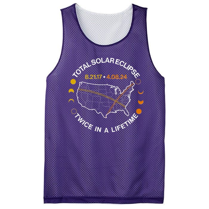 Total Solar Eclipse Twice In A Lifetime Aug 21 2017 April 08 2024 Mesh Reversible Basketball Jersey Tank