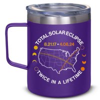 Total Solar Eclipse Twice In A Lifetime Aug 21 2017 April 08 2024 12oz Stainless Steel Coffee Mug