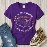 Total Solar Eclipse Twice In A Lifetime Aug 21 2017 April 08 2024 Womens T-Shirt