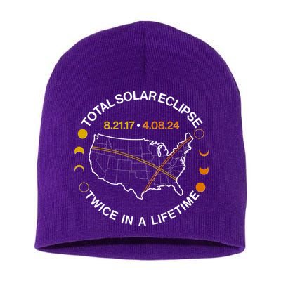 Total Solar Eclipse Twice In A Lifetime Aug 21 2017 April 08 2024 Short Acrylic Beanie