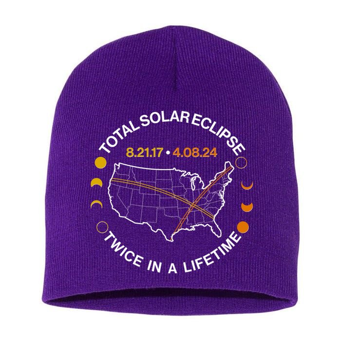 Total Solar Eclipse Twice In A Lifetime Aug 21 2017 April 08 2024 Short Acrylic Beanie