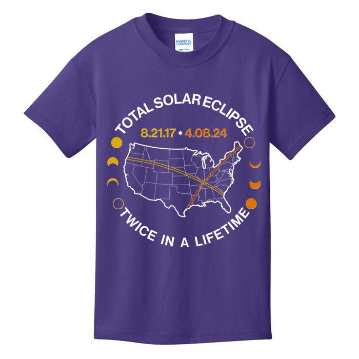 Total Solar Eclipse Twice In A Lifetime Aug 21 2017 April 08 2024 Kids T-Shirt
