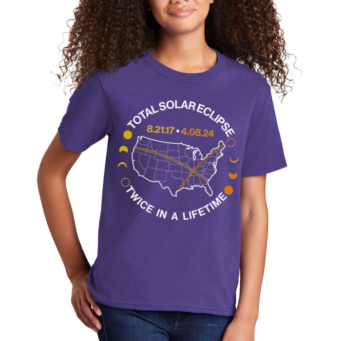 Total Solar Eclipse Twice In A Lifetime Aug 21 2017 April 08 2024 Kids T-Shirt