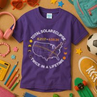 Total Solar Eclipse Twice In A Lifetime Aug 21 2017 April 08 2024 Kids T-Shirt
