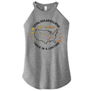 Total Solar Eclipse Twice In A Lifetime Aug 21 2017 April 08 2024 Women's Perfect Tri Rocker Tank