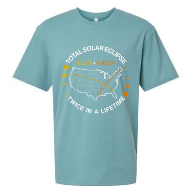 Total Solar Eclipse Twice In A Lifetime Aug 21 2017 April 08 2024 Sueded Cloud Jersey T-Shirt