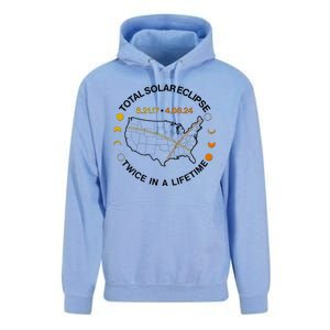 Total Solar Eclipse Twice In A Lifetime Aug 21 2017 April 08 2024 Unisex Surf Hoodie