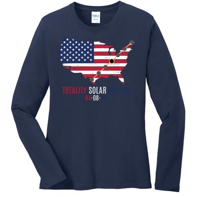 Total Solar Eclipse 2024 April 8 2024 Rare Celestial Eclipse Totality 2024 Ladies Long Sleeve Shirt