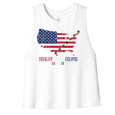 Total Solar Eclipse 2024 April 8 2024 Rare Celestial Eclipse Totality 2024 Women's Racerback Cropped Tank