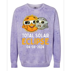 Total Solar Eclipse 2024 Glasses Funny Sun Moon Colorblast Crewneck Sweatshirt