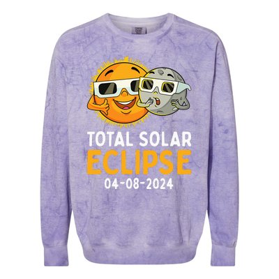 Total Solar Eclipse 2024 Glasses Funny Sun Moon Colorblast Crewneck Sweatshirt