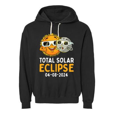 Total Solar Eclipse 2024 Glasses Funny Sun Moon Garment-Dyed Fleece Hoodie