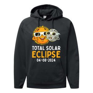 Total Solar Eclipse 2024 Glasses Funny Sun Moon Performance Fleece Hoodie